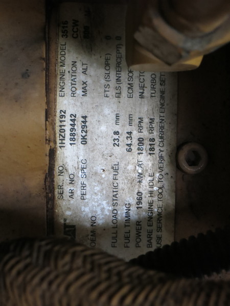 Used Caterpillar XQ2000 Diesel Generator, 3653 Hrs