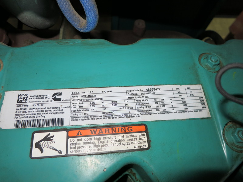 Used Cummins DSGAB Diesel Generator, EPA Tier 3, 294 Hrs