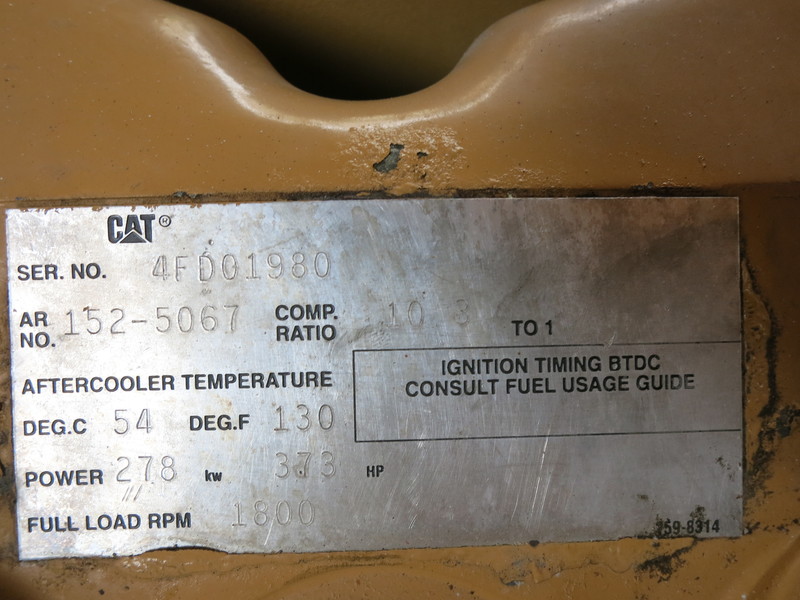 Used Caterpillar G3406 Natural Gas Generator