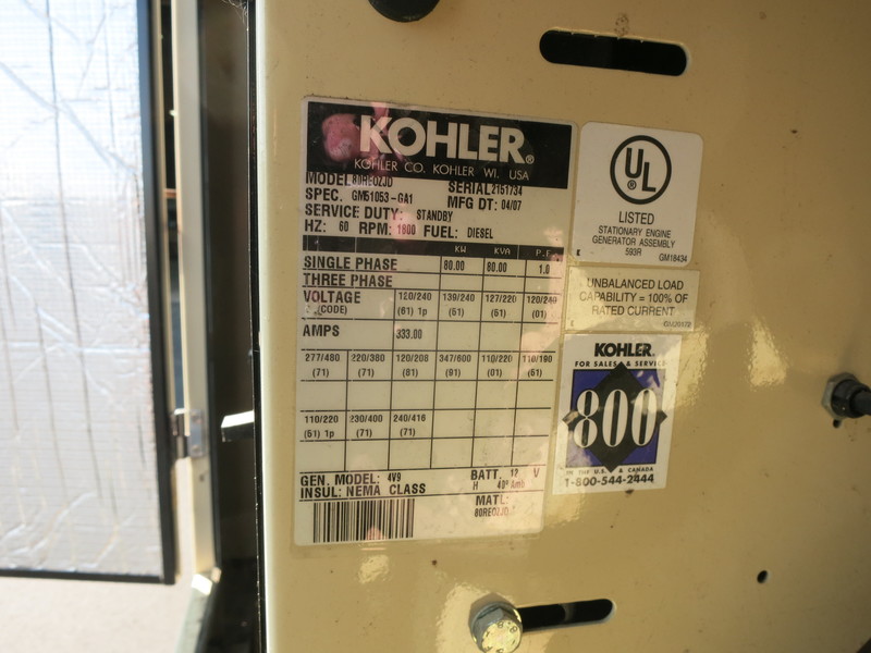Used Kohler 80REOZJD Diesel Generator, 310 Hrs, EPA Tier 3