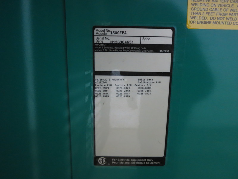 Used Cummins 150GFPA Natural Gas Generator, 230 Hrs