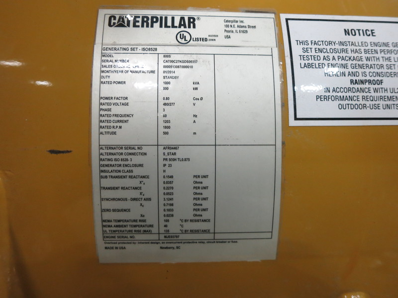 Used Caterpillar C27 Diesel Generator 361 Hrs EPA Tier 2