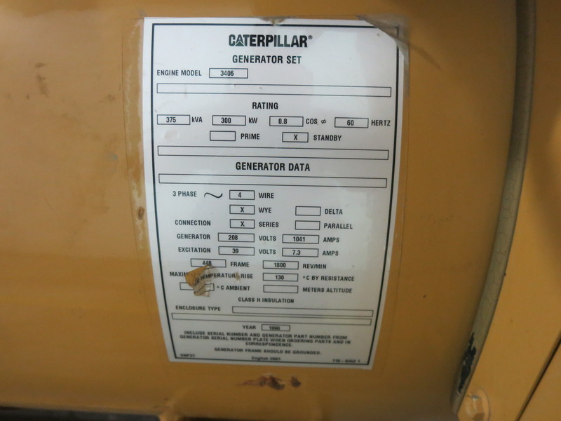 Used Caterpillar 3406 Diesel Generator, 525 Hrs