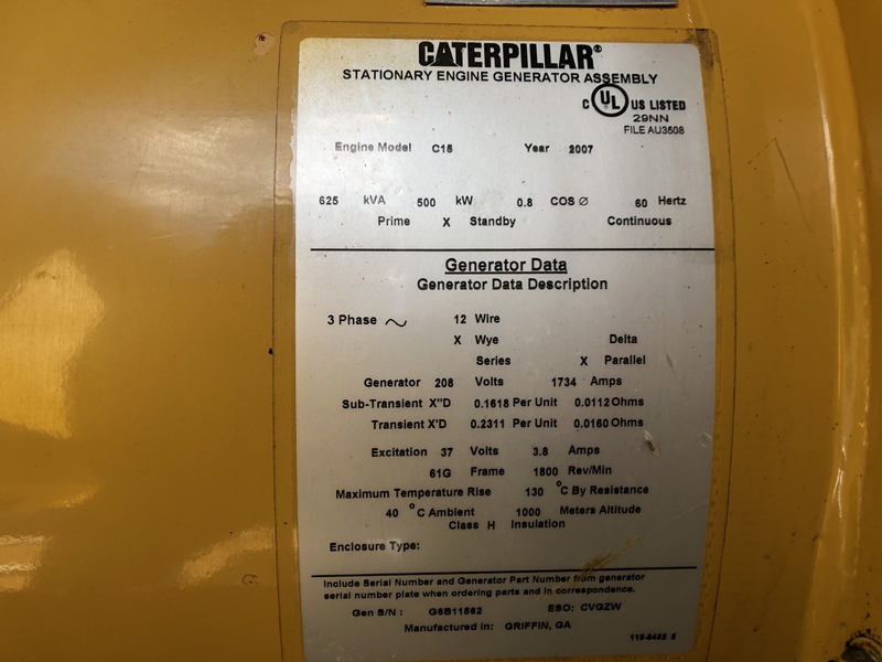 Used Caterpillar Portable C15 Diesel Generator 1672 Hrs EPA Tier 2