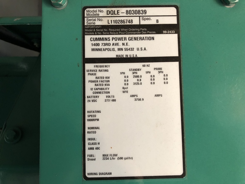 Used Cummins DQLE Diesel Generator, 112 Hrs, EPA Tier 2