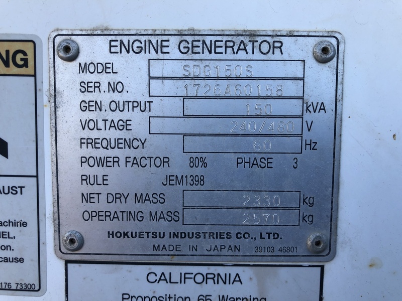 Used MMD PowerPro SGD150S Rental Grade Diesel Generator 6498 Hrs EPA Tier 3