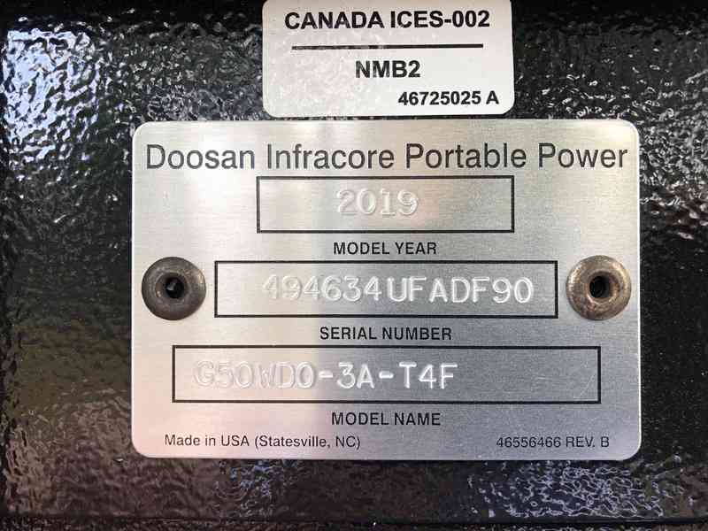 New Doosan G50 Rental Grade Diesel Generator, 2 Hrs, EPA Tier 4 w/Warranty