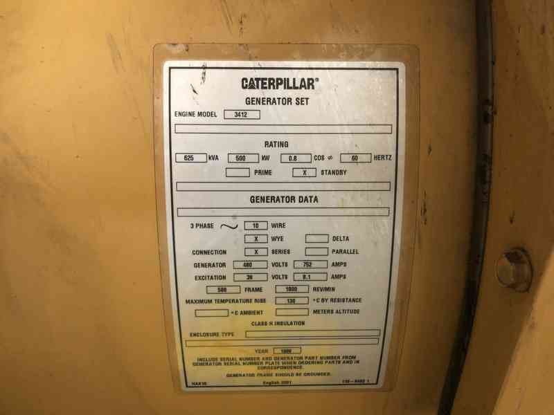 Used Caterpillar 3412 Diesel Generator, 554 Hrs