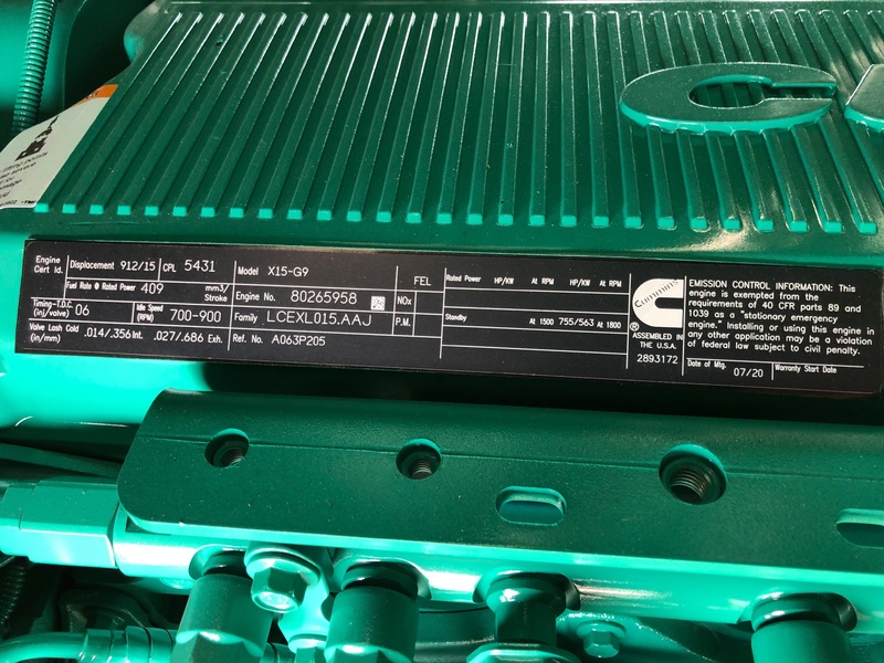 New Cummins DFEK QSX15-G9 Diesel Generator EPA Tier 2