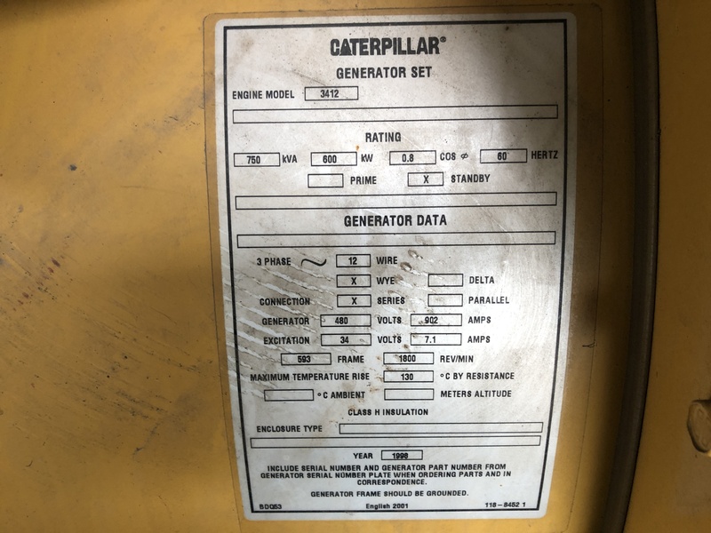 Used Caterpillar 3412 Diesel Generator, 664 Hrs
