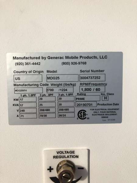 New Generac MDG25 Isuzu BZ-4LE2T Rental Grade Diesel Generator, 0 Hrs, EPA Tier 4F