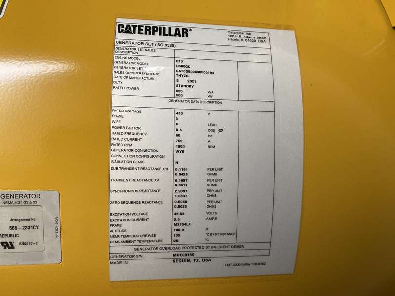 New Caterpillar C15 Diesel Generator 0 Hrs EPA Tier 2