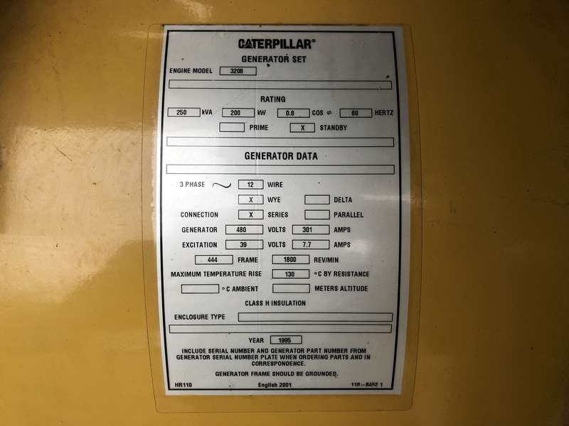 Used Caterpillar 3208 Diesel Generator, 273 Hrs