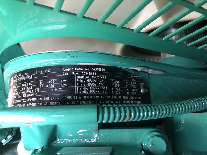 New Cummins DSHAD QSL9-G2 NR3 Diesel Generator EPA Tier 3