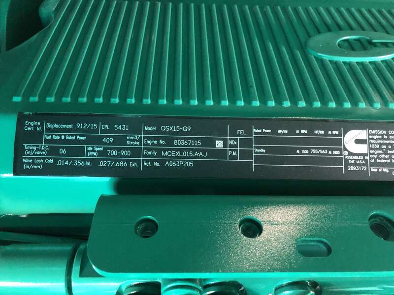 New Cummins DFEK QSX15-G9 Diesel Generator EPA Tier 2