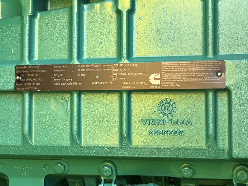 New Cummins DQFAD QST30-G5 NR2 Diesel Generator, EPA Tier 2