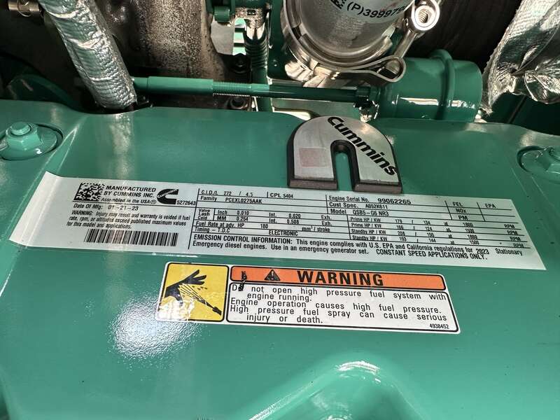 New Cummins C125D6C QSB5-G6 NR3 Diesel Generator, EPA Tier 3