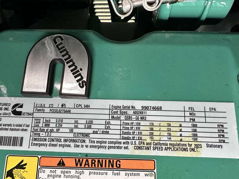 New Cummins C125D6C QSB5-G6 NR3 Diesel Generator, EPA Tier 3