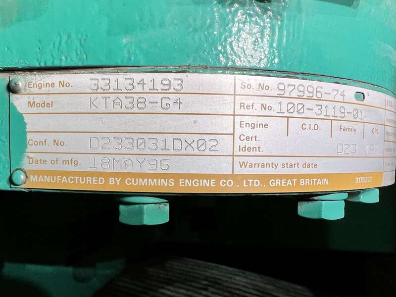 Used Cummins DFJD KTA38-G4 Diesel Generator, 355 Hrs