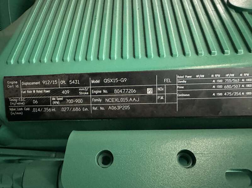 New Cummins DFEK QSX15-G9 Diesel Generator EPA Tier 2