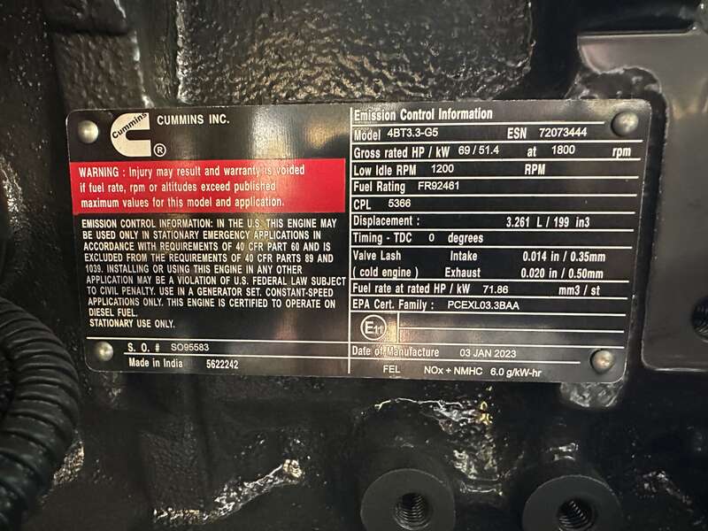 New Cummins C40D6C 4BT3.5-G5 NR3 Diesel Generator, EPA Tier 3