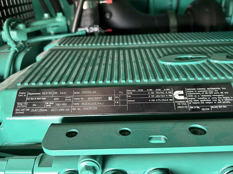 New Cummins DFEK QSX15-G9 Diesel Generator EPA Tier 2