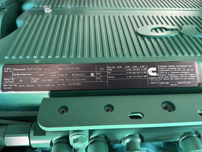 New Cummins DFEK QSX15-G9 Diesel Generator EPA Tier 2