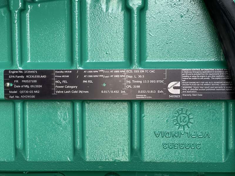 New Cummins DQFAD QST30-G5 NR2 Diesel Generator, EPA Tier 2