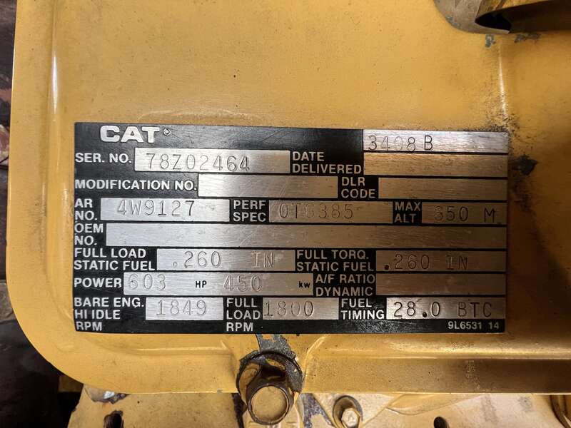 Used Caterpillar 3408 Diesel Generator, 365 Hrs
