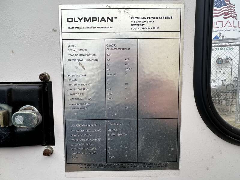 Used Caterpillar / Olympian G100F3 Natural Gas / Propane Generator, 873 Hrs