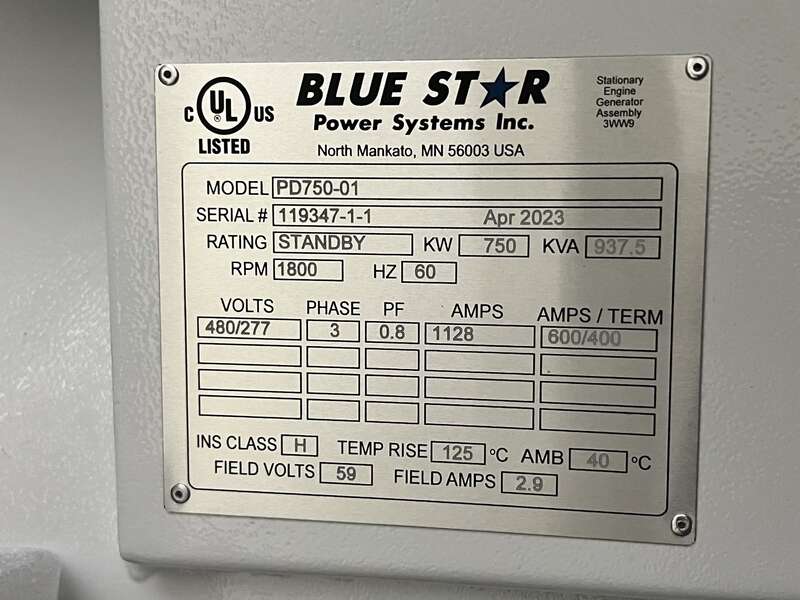 New Blue Star Power Systems PD750 Diesel Generator EPA Tier 2