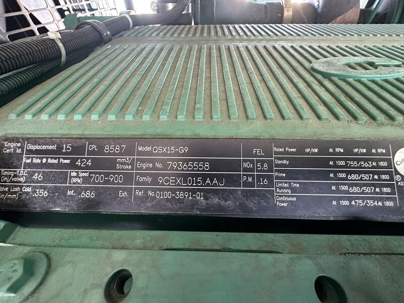 Used Cummins DFEJ QSX15-G9 NR2 Diesel Generator 321 Hrs EPA Tier 2