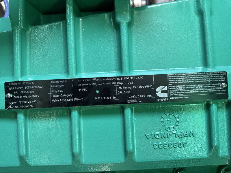 New Cummins DQFAD QST30-G5 NR2 Diesel Generator, EPA Tier 2