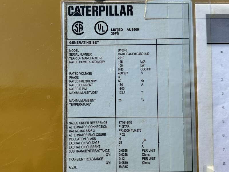Used Caterpillar D100-6 Diesel Generator 594 Hrs, EPA Tier 3