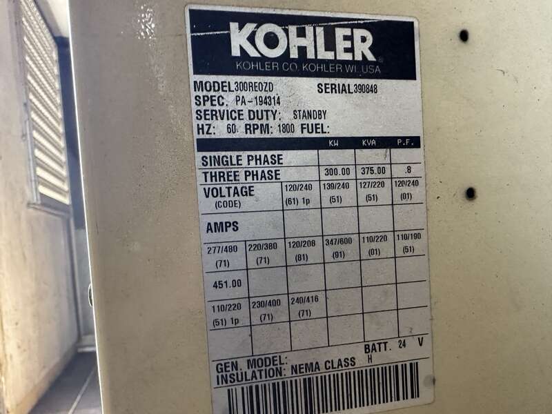 Used Kohler 300REOZD Portable Rental Grade Diesel Generator 4473 Hrs