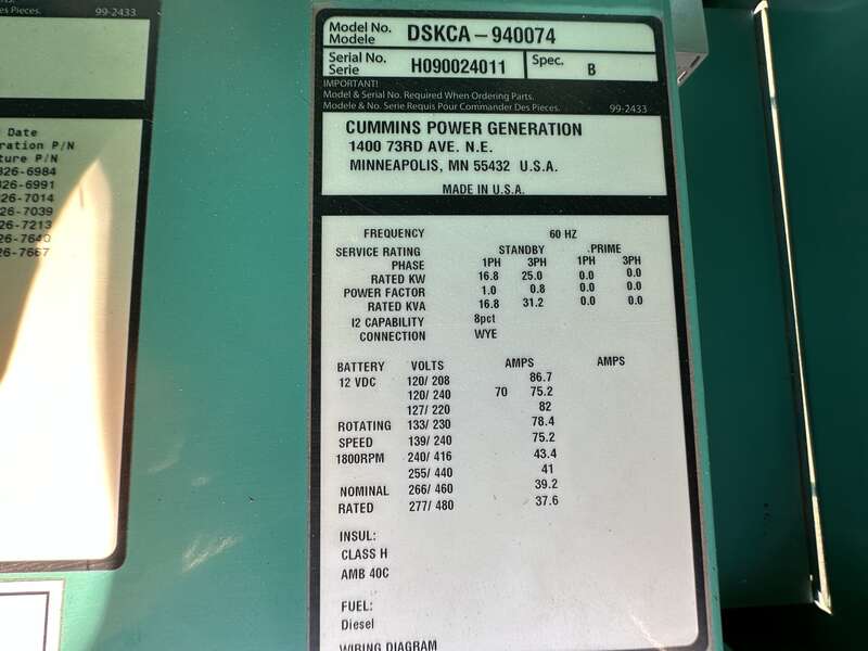 Used Cummins DGBB Diesel Generator, 38 Hrs, EPA Tier 4