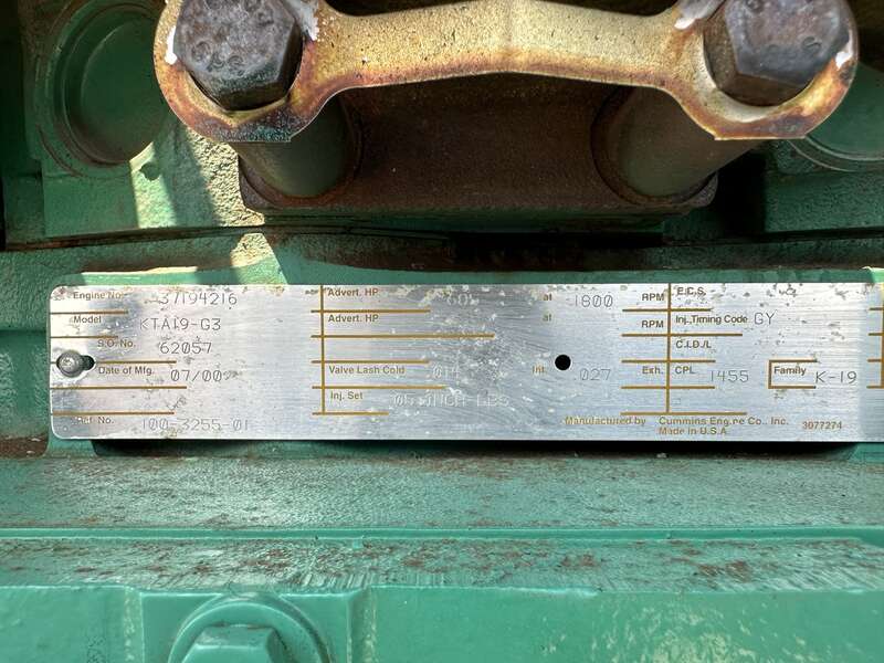 Used Cummins DFEC KTA19-G3 Diesel Generator, 413 Hrs