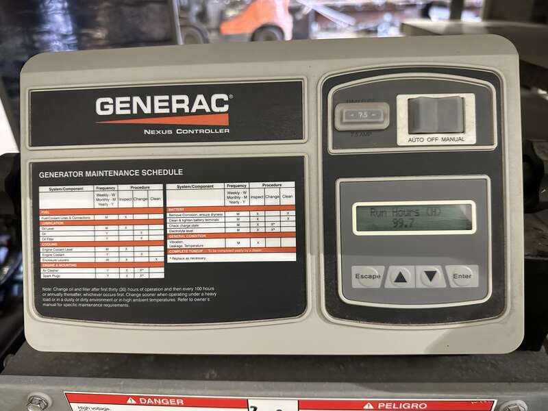 Used Generac QT150 Natural Gas / Propane Generator, 99 Hrs, EPA Certified