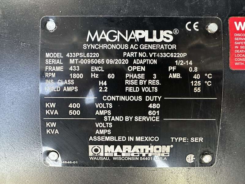 Used Generac SD0400 Diesel Generator, 391 Hrs, EPA Tier 3