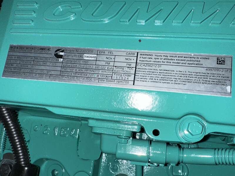 New Cummins DSHAD QSL9-G2 NR3 Diesel Generator EPA Tier 3