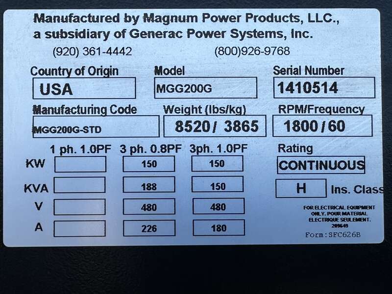 New Generac MGG200 Rental Grade Natural Gas / Propane Generator, 0 Hrs, EPA Certified