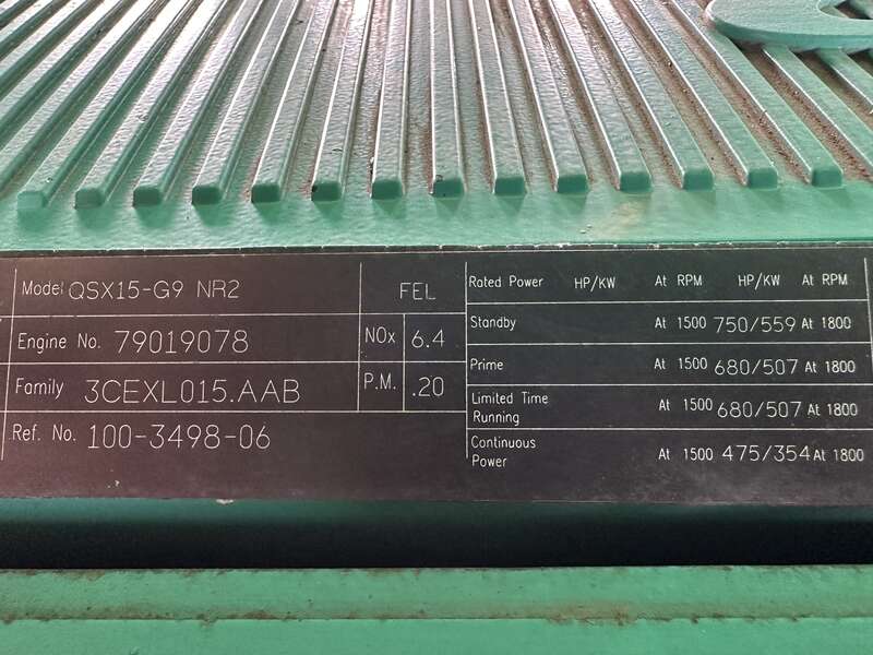 Used Cummins DFEK QSX15-G9 Diesel Generator, 179 Hrs, EPA Tier 2
