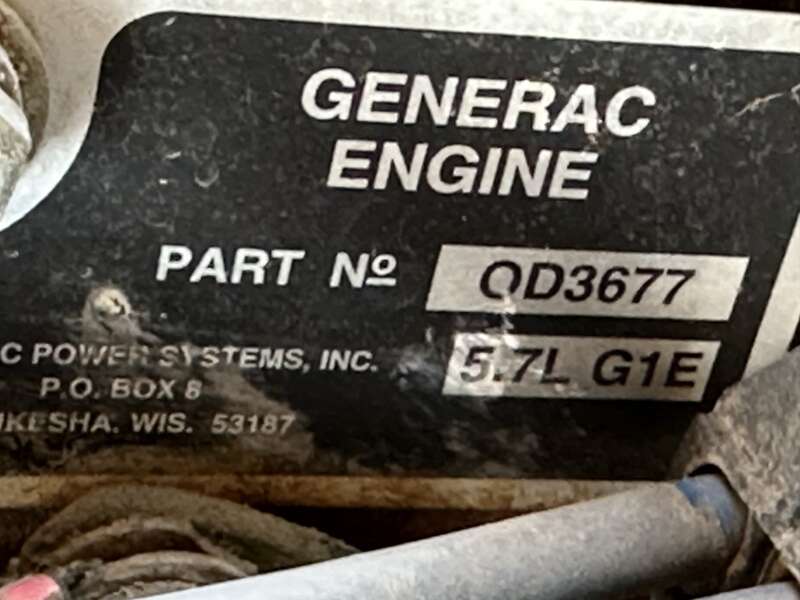Used Generac SG0050 Natural Gas / Propane Generator, 352 Hrs