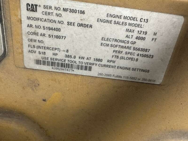 Used Caterpillar XQ425 Rental Grade Diesel Generator, 1703 Hrs, EPA Tier 4F