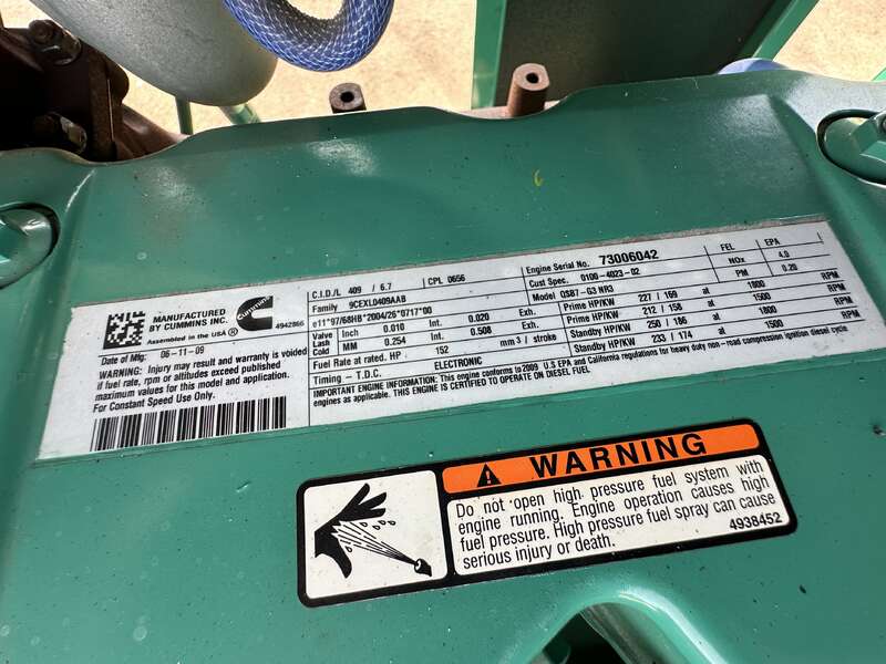Used Cummins DSGAC QSB7-G3 NR3 Diesel Generator, 182 Hrs, EPA Tier 3