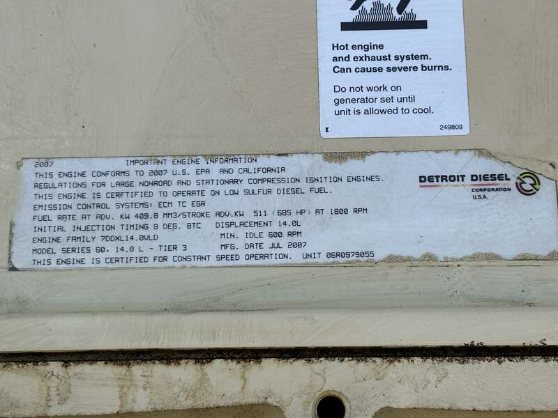 Used Kohler 300REOZDD Detroit Diesel Series 60 14L  Diesel Generator,  440 Hrs, EPA Tier 3