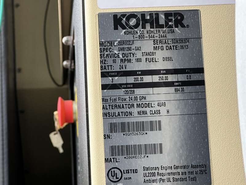 Used Kohler 200REOZJF Diesel Generator, 33 Hrs, EPA Tier 3