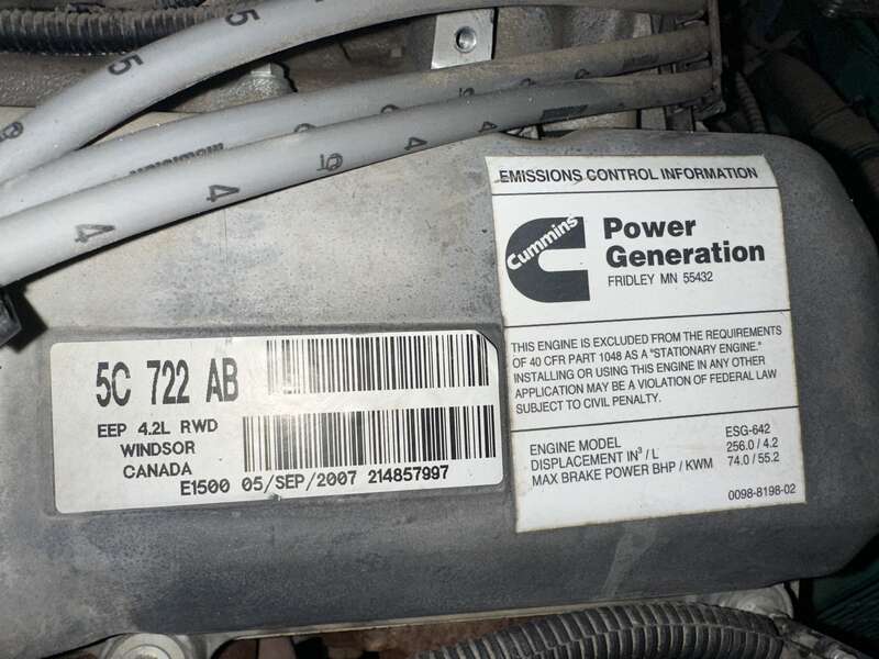 Used Cummins GGFE Natural Gas / Propane Generator, 151 Hrs