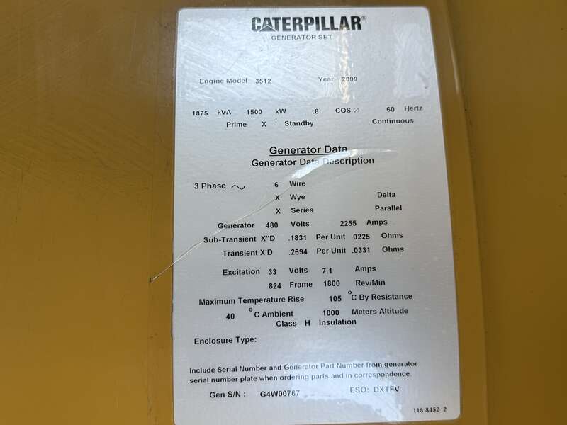 Used Caterpillar 3512C Diesel Generator, 591 Hrs, EPA Tier 2