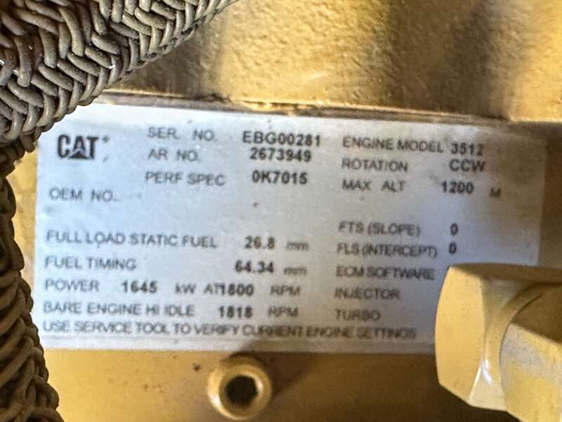 Used Caterpillar 3512C Diesel Generator, 591 Hrs, EPA Tier 2